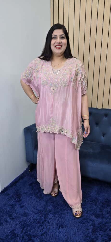 Baby Pink Embroidered Indo-Western Co-Ord Set