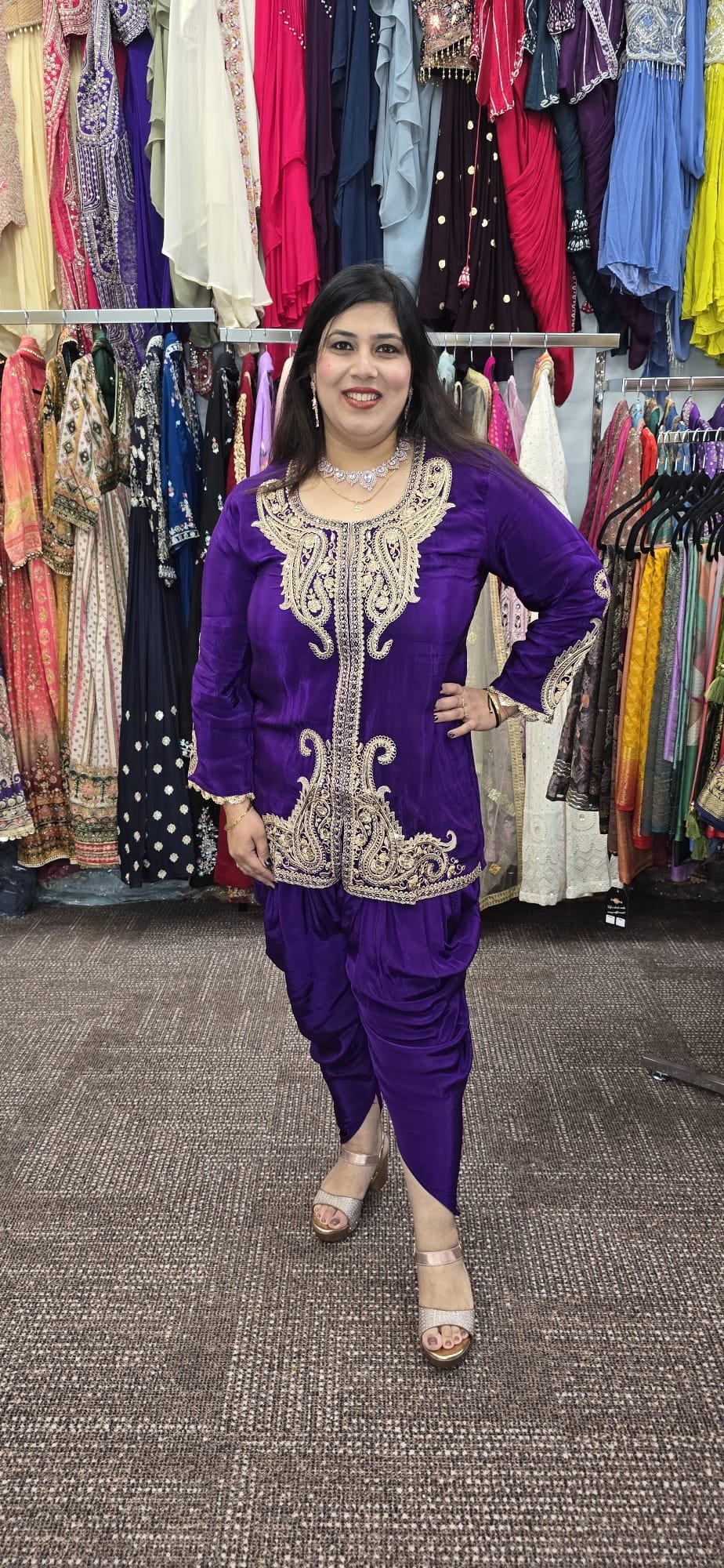 Purple Chinnon Dhoti/Tulip Cord Set