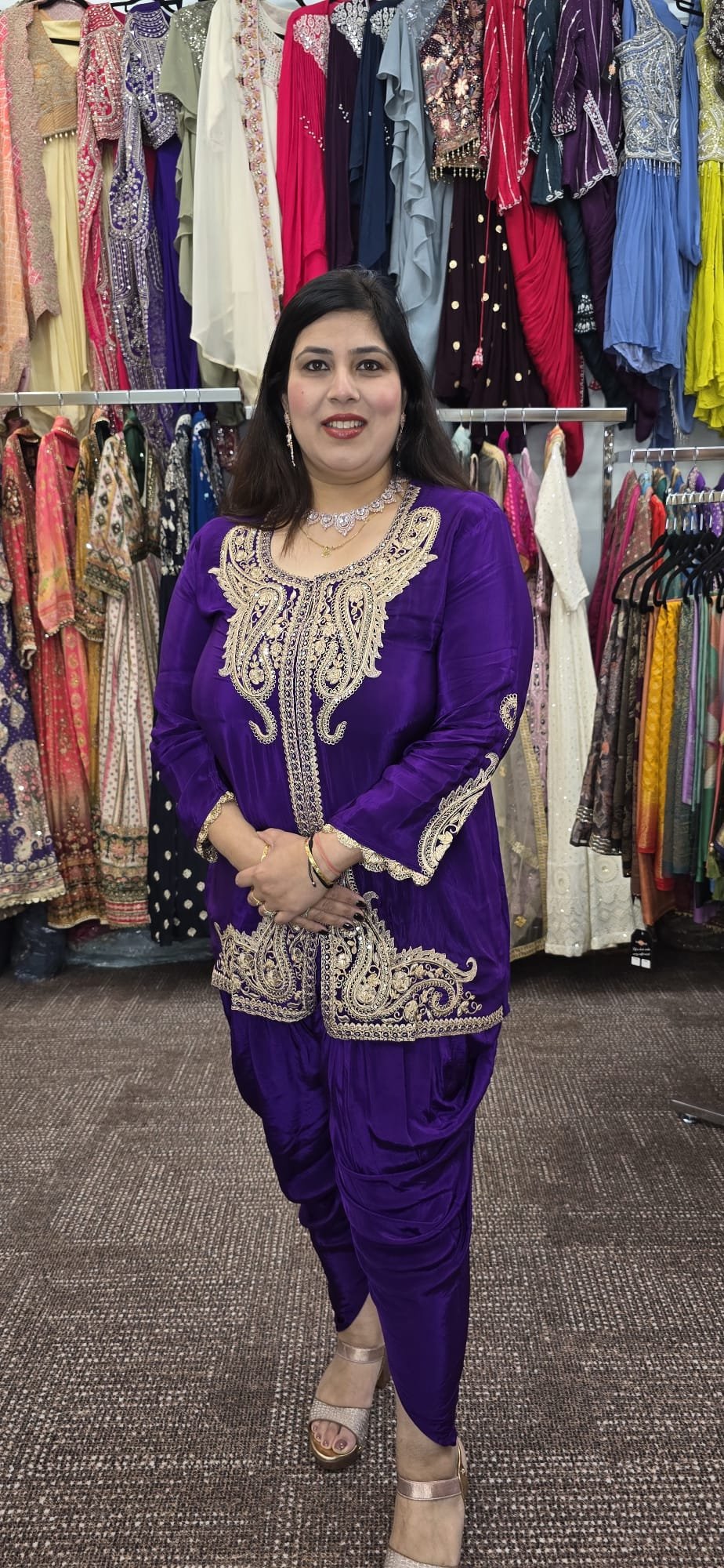 Purple Chinnon Dhoti/Tulip Cord Set - Image 2