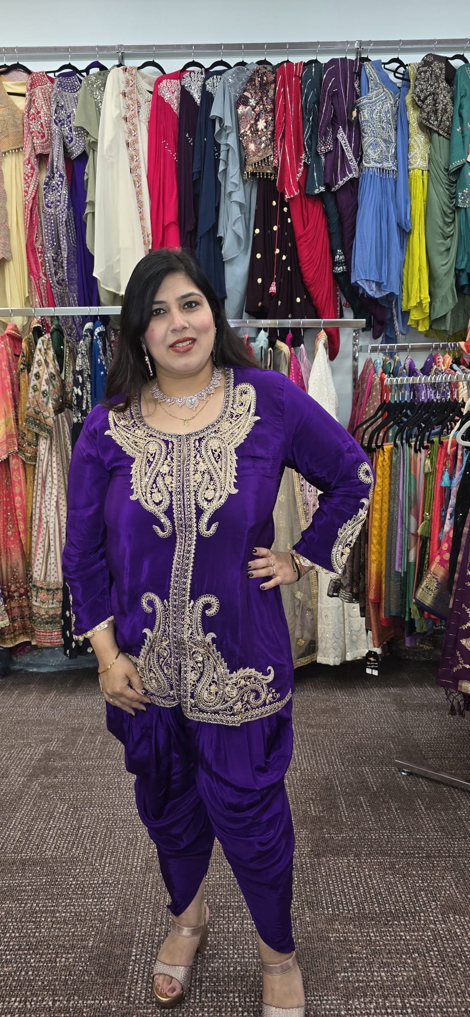 Purple Chinnon Dhoti/Tulip Cord Set - Image 3