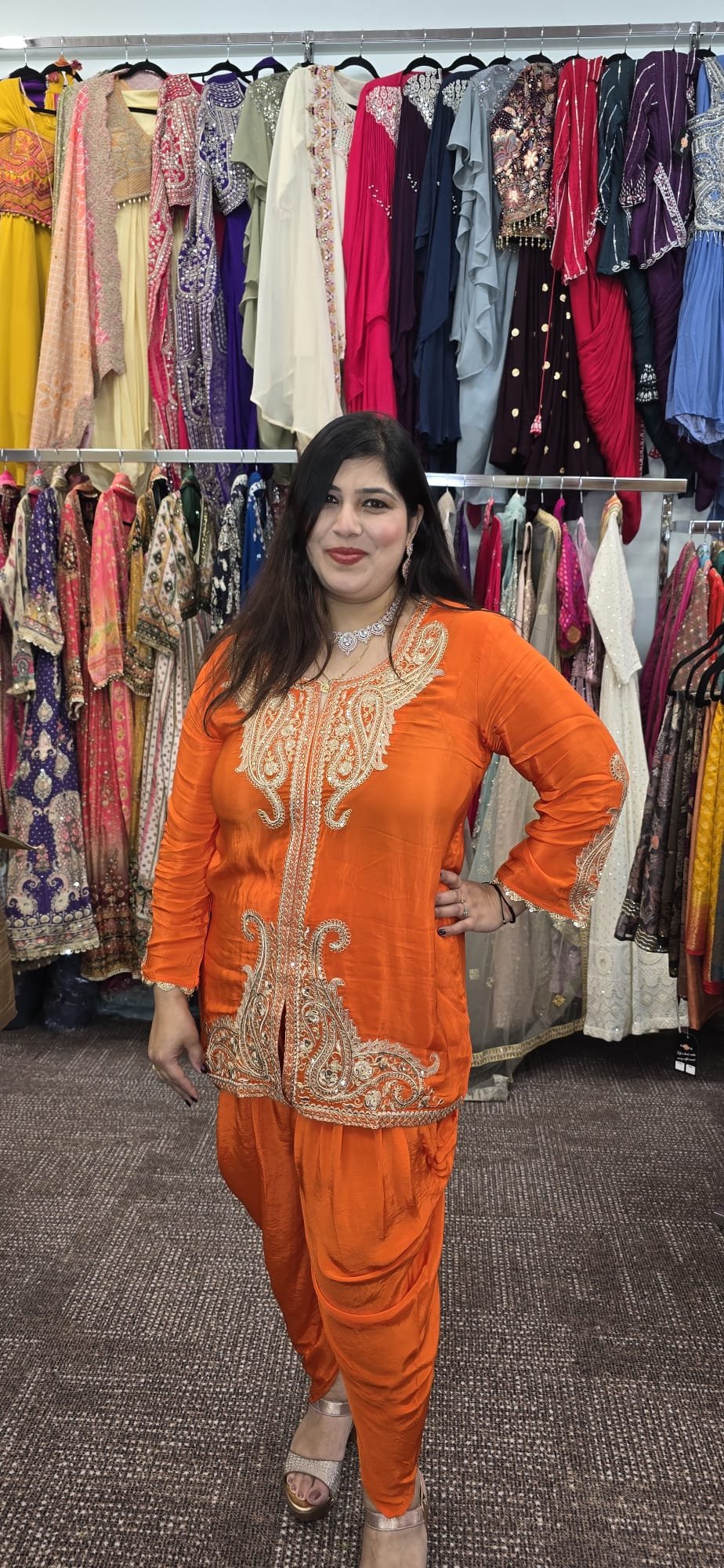 Orange Chinnon Dhoti/Tulip Cord Set - Image 2