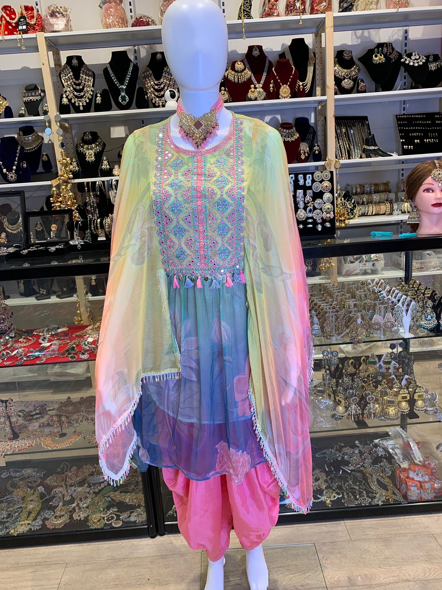 Multi Kaftan With Tulip/Dhoti Salwar - Image 3