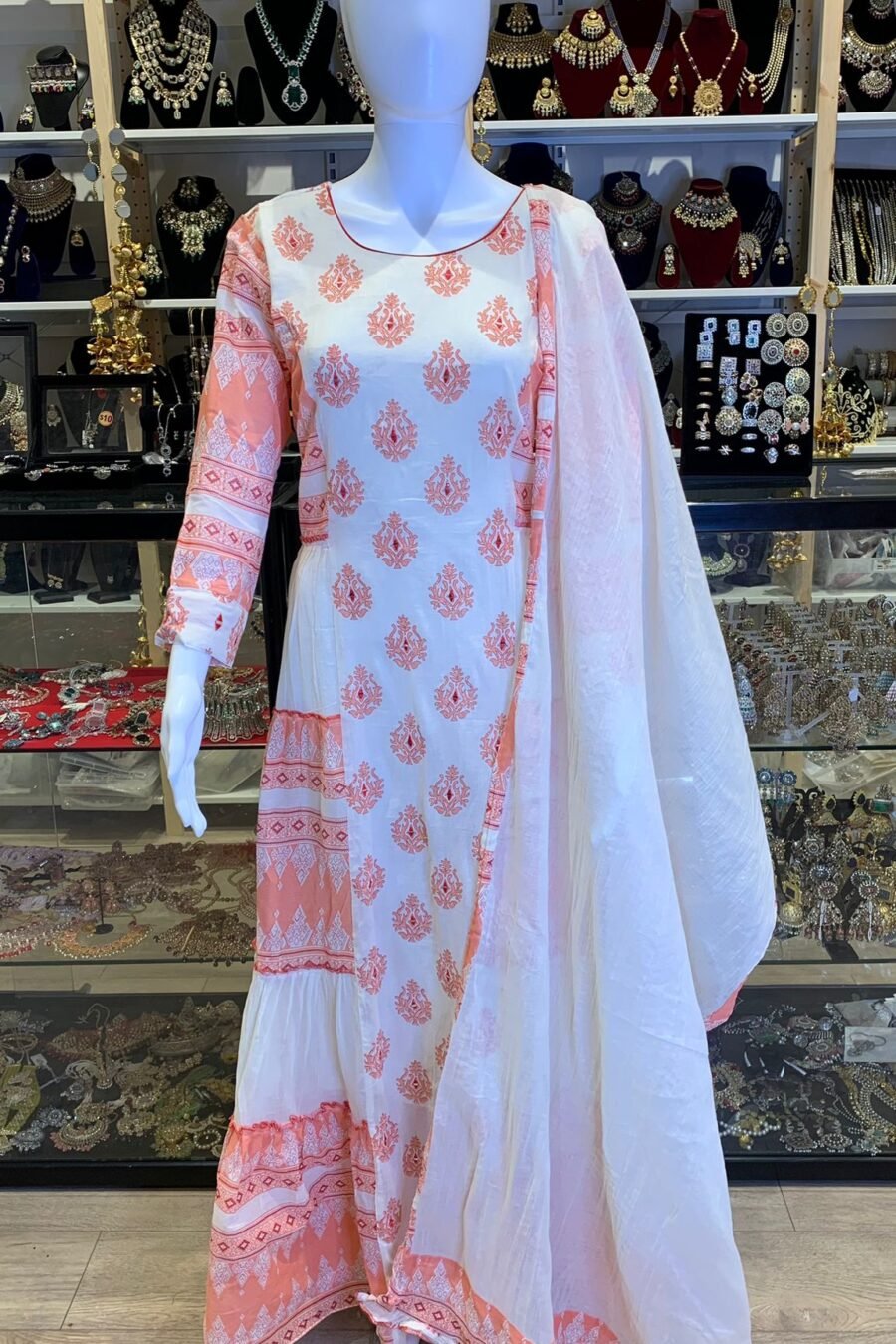 Orange Mal Cotton Indowestern Gown